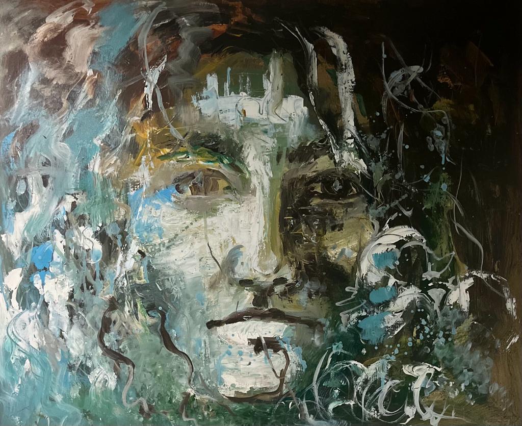 Original abstract portrait painting by Liger Art